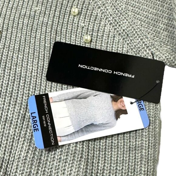 French Connection Women's Embellished Grey Sweater Size Large - Picture 11 of 15